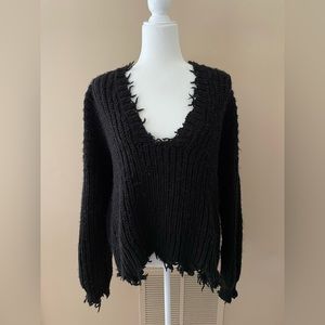 JUDITH MARCH Black Sweater Top Goth Chic Chunky Long Sleeve Punk Women's Medium